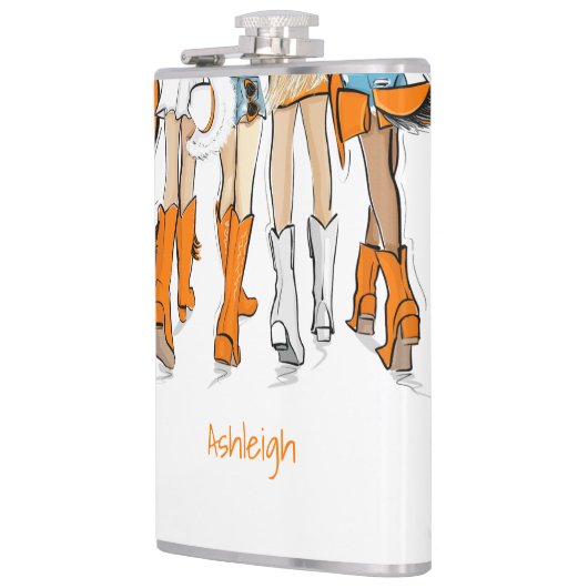 テネシーレディースカウボーイブーツオレンジファッション名 フラスク (左)