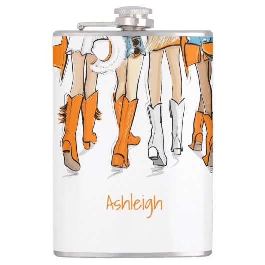 テネシーレディースカウボーイブーツオレンジファッション名 フラスク (正面)