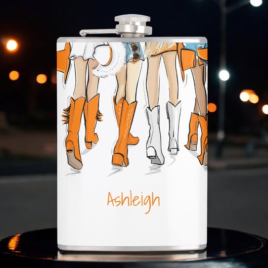 テネシーレディースカウボーイブーツオレンジファッション名 フラスク