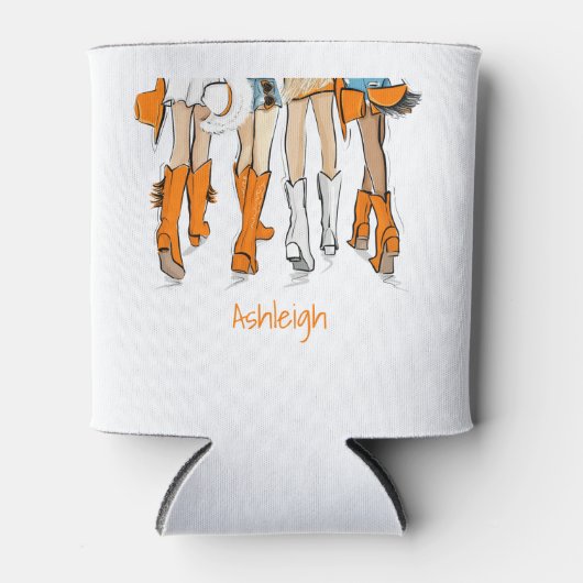 テネシーレディースカウボーイブーツオレンジファッション名 缶クーラー (正面)