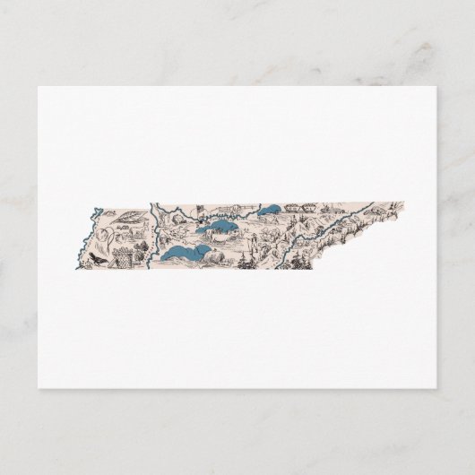 テネシーヴィンテージ写真マップアンティーク州グラフ ポストカード (正面)