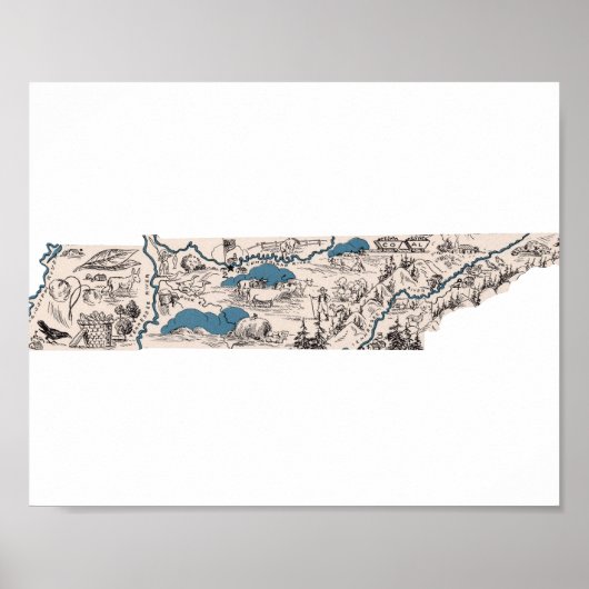 テネシーヴィンテージ写真マップ ポスター (正面)