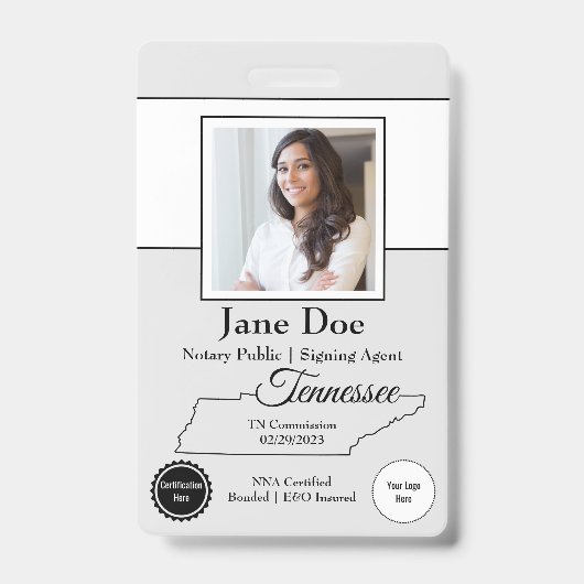 テネシー公証人公式バッジ州（QRコード付） バッジ (正面)