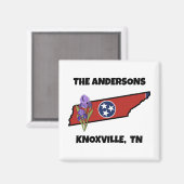 テネシー国旗と州フラワーアイリスカスタム文字 マグネット (正面/裏面)