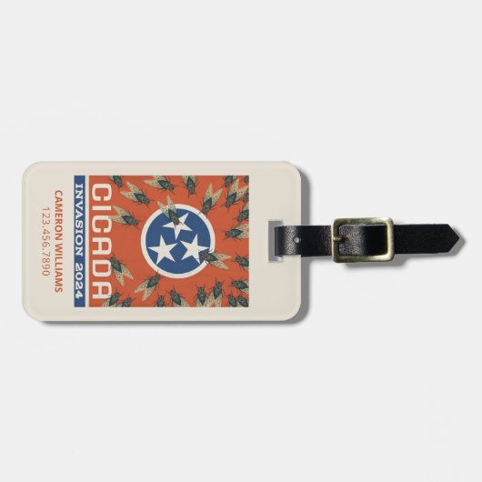 テネシー国旗のセミの侵入 ラゲッジタグ (正面横)