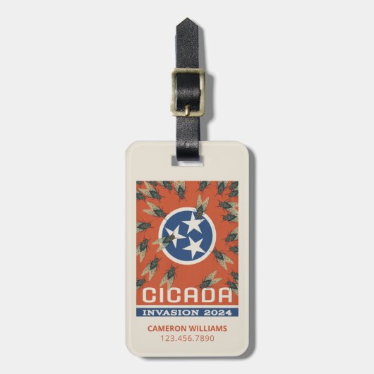テネシー国旗のセミの侵入 ラゲッジタグ (正面縦)