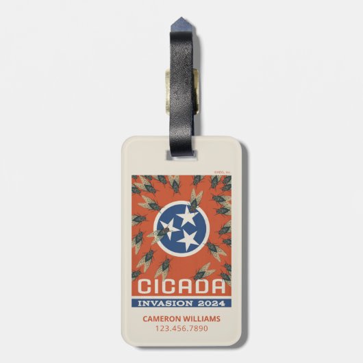 テネシー国旗のセミの侵入 ラゲッジタグ (裏面縦)