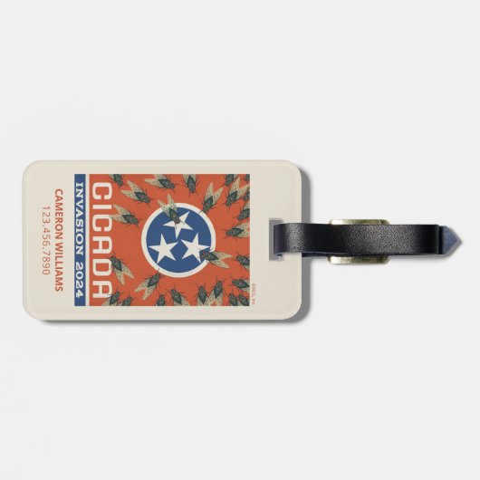 テネシー国旗のセミの侵入 ラゲッジタグ (裏面横)