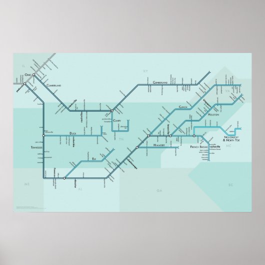 テネシー川とカンバーランド川30インチx 20インチ ポスター (正面)