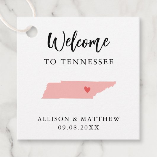 テネシー州のウェディングウェルカムバッグ用のお好きな色のタグ フェイバータグ (正面)