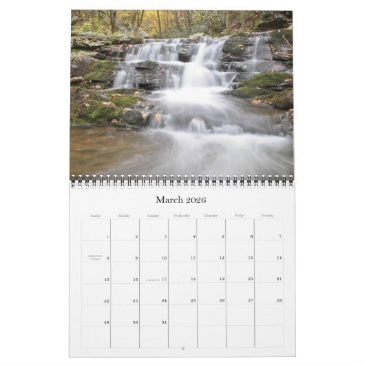 テネシー州のカレンダーの2018の滝 カレンダー (3月 2026)