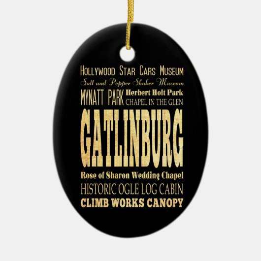 テネシー州のタイポグラフィの芸術のGatlinburg都市 セラミックオーナメント (正面)