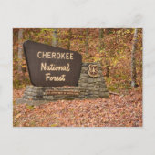 テネシー州のチェロキー国立森林の秋にサインイン ポストカード (正面)