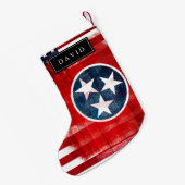テネシー州の名前の動揺してな米国旗及び旗 スモールクリスマスストッキング (裏面 (吊り時))