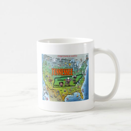 テネシー州の地図 コーヒーマグカップ (右)