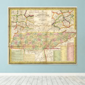 テネシー州の地図（1851年） キャンバスプリント (インサイチュ (ウッドフロア))