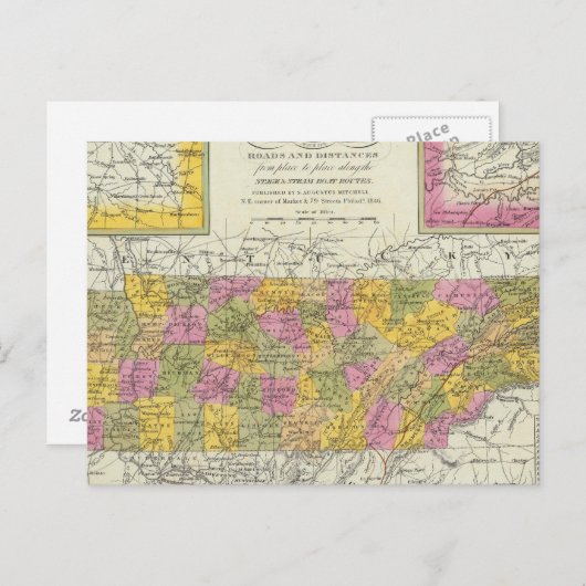 テネシー州の新しい地図 ポストカード (正面/裏面)