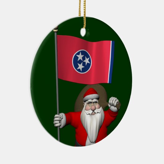 テネシー州の看板のあるサンタクロース セラミックオーナメント (右)