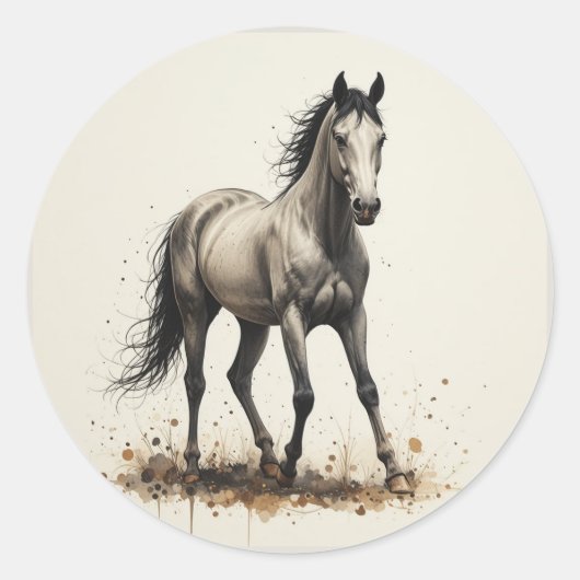 テネシー州の美しい馬のアート ラウンドシール (正面)