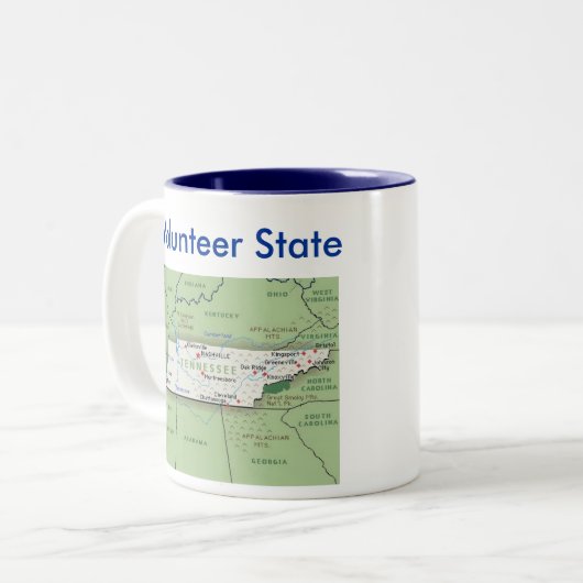 テネシー州の記号及び地図 ツートーンマグカップ (正面左)