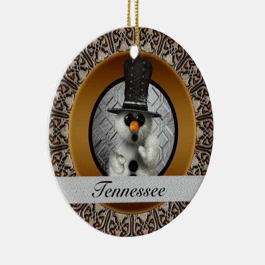 テネシー州の雪だるまのクリスマスのオーナメント セラミックオーナメント (右)