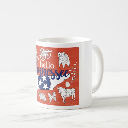 テネシー州シンボルボランティア州画像 コーヒーマグカップ (正面右)