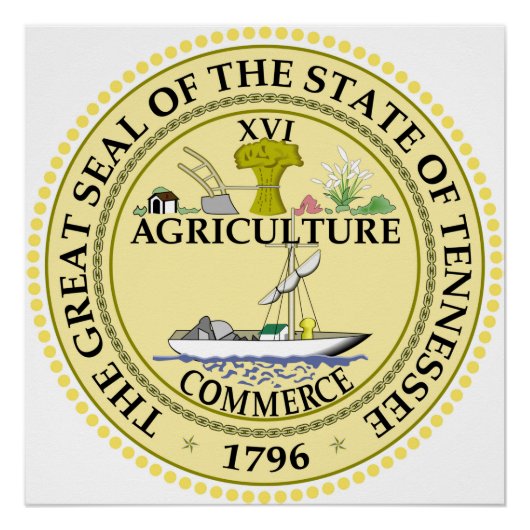 テネシー州シールアメリカ共和国国旗 ポスター (正面)