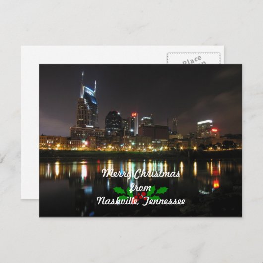 テネシー州ナッシュビルから聖降誕祭お目出度う シーズンポストカード (正面/裏面)