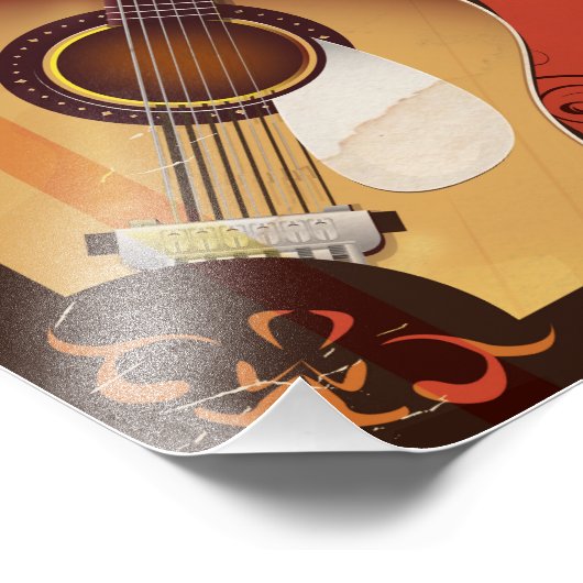 テネシー州ナッシュビルのギターヴィンテージ旅行ポスター フォトプリント            (角)