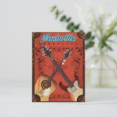 テネシー州ナッシュビルのギターヴィンテージ旅行ポスター ポストカード (スタンド正面)