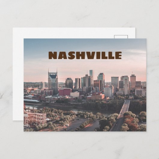 テネシー州ナッシュビルのダウンタウンスカイライン ポストカード (正面/裏面)