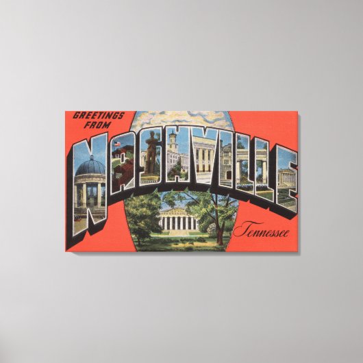 テネシー州ナッシュビル – 大文字場面2 キャンバスプリント (正面)