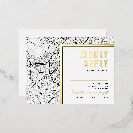 テネシー州ナッシュビル | RSVP返信 箔招待状ポストカード (正面/裏面)