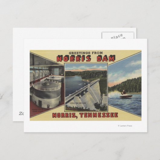 テネシー州ノリス – ノリス・ダムからの挨拶 ポストカード (正面/裏面)