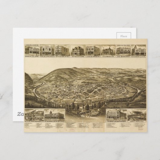 テネシー州ハリマンの空中眺め(1892年) ポストカード (正面/裏面)