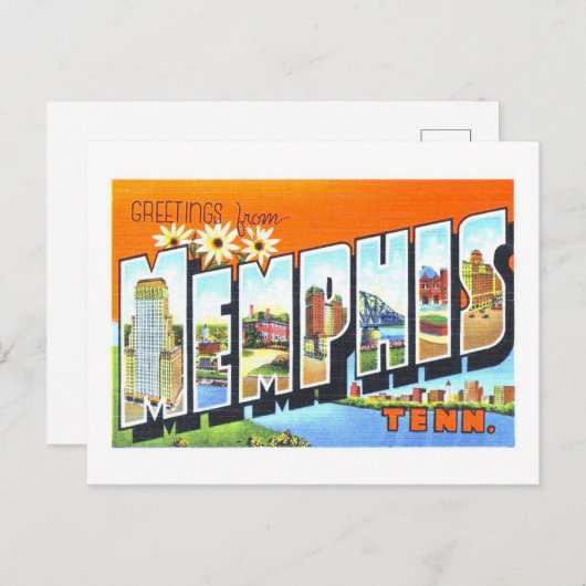 テネシー州メンフィスからのヴィンテージの挨拶 ポストカード (正面/裏面)