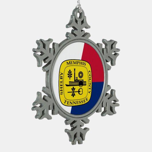 テネシー州メンフィス国旗Snowflake Peter Christ スノーフレークピューターオーナメント (左)