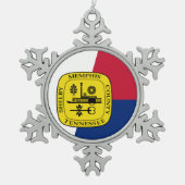 テネシー州メンフィス国旗Snowflake Peter Christ スノーフレークピューターオーナメント (正面)