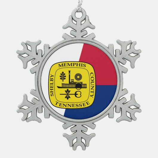 テネシー州メンフィス国旗Snowflake Peter Christ スノーフレークピューターオーナメント (正面)