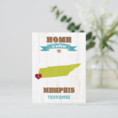 テネシー州メンフィス地図 - 心がある場所がホーム ポストカード (スタンド正面)