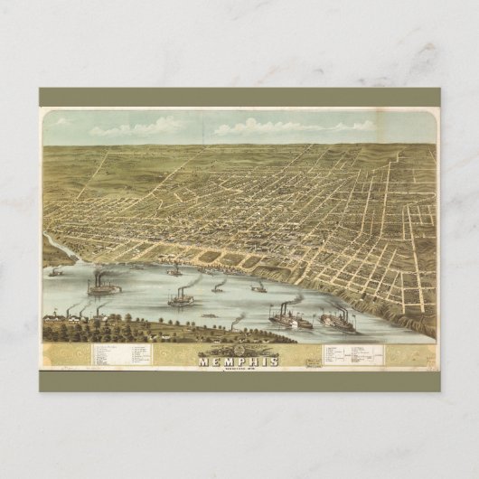 テネシー州メンフィス市地図（1870） ポストカード (正面)