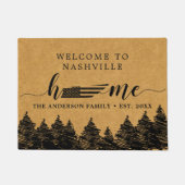 テネシー州内地図USA国旗のミニマリスト歓迎 ドアマット (正面)