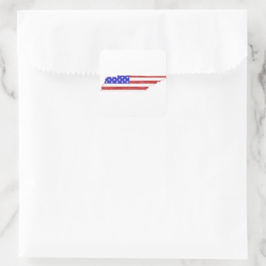 テネシー州旗の形をしたアメリカ国旗 スクエアシール (バッグ)