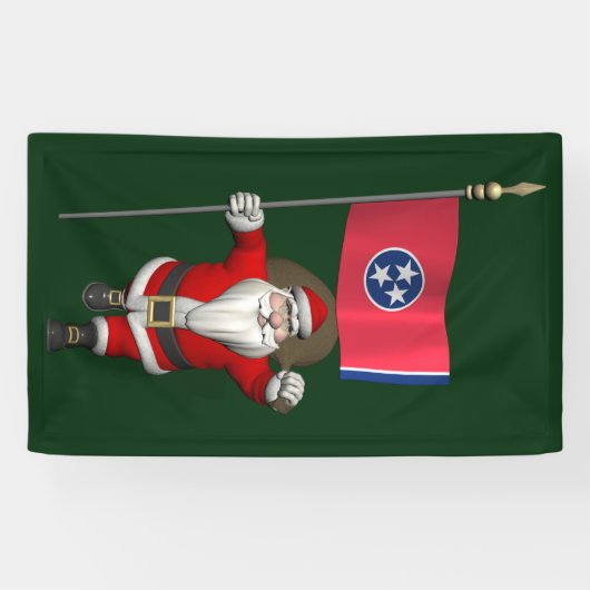 テネシー州旗を持つサンタクロース 横断幕 (横)