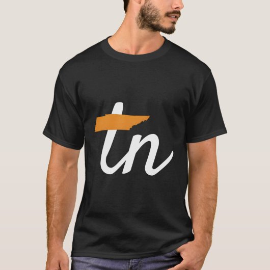 テネシー州旗オレンジと白のスクリプト Tシャツ (正面)
