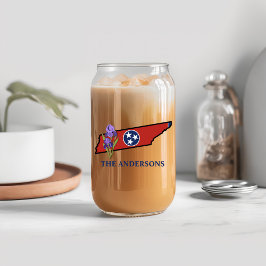 テネシー州旗州花菖蒲カスタム文字 ガラス缶