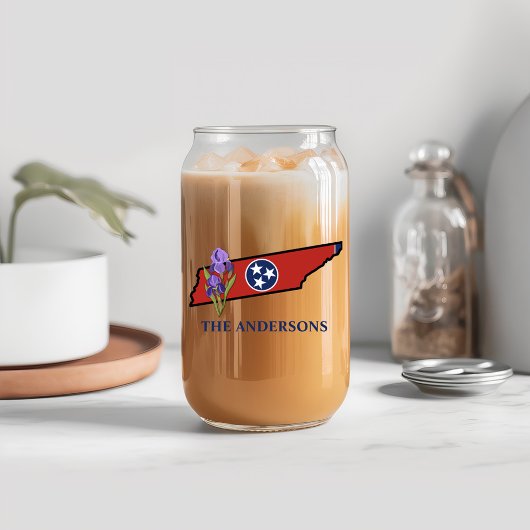 テネシー州旗州花菖蒲カスタム文字 ガラス缶