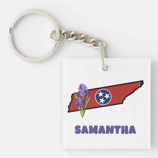 テネシー州旗州花菖蒲カスタム文字 キーホルダー (正面)