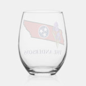 テネシー州旗州花菖蒲カスタム文字 ステムなしワイングラス (裏面)