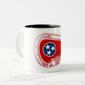 テネシー州旗登山カラビナー ツートーンマグカップ (正面左)
